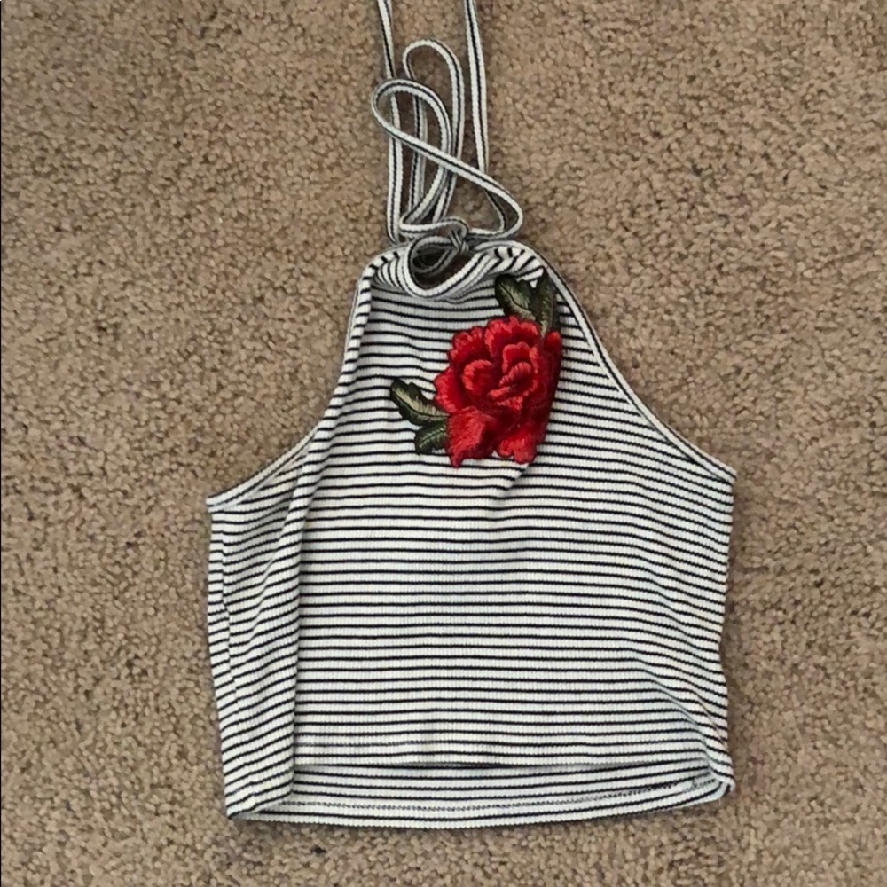 Striped rose crop top